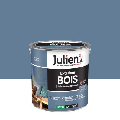 Peinture bois extérieur bleu pigeon satin Julien 2.5 L