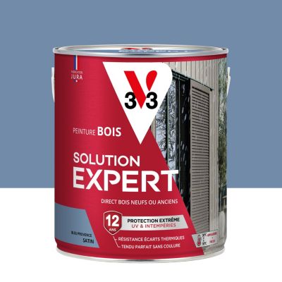 Peinture bois extérieur bleu provence satin V33 Solution Expert 2.5 L