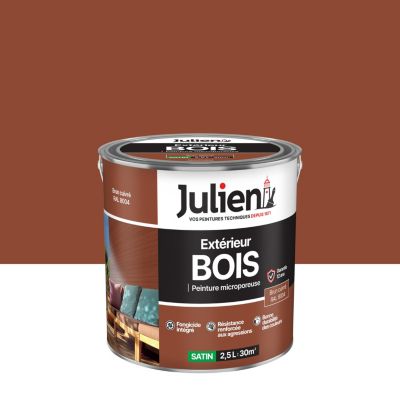 Peinture bois extérieur brun cuivre satin Julien 2.5 L