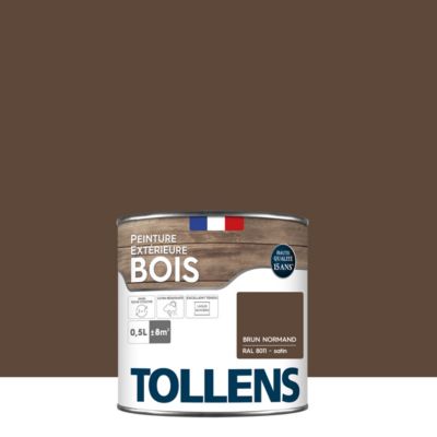Peinture bois extérieur brun normand RAL 8011 satin Tollens 0.5 L