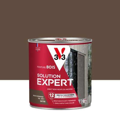 Peinture bois extérieur brun normand satin V33 Solution Expert 0.5 L
