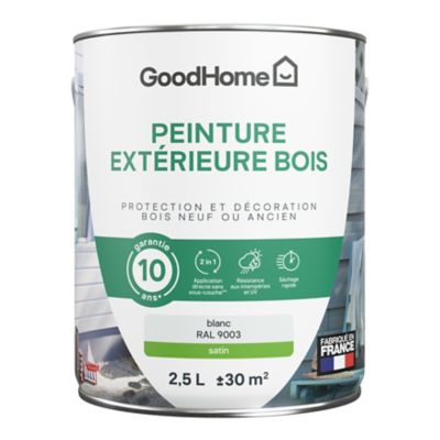 Peinture bois extérieur GoodHome blanc satin 2.5L