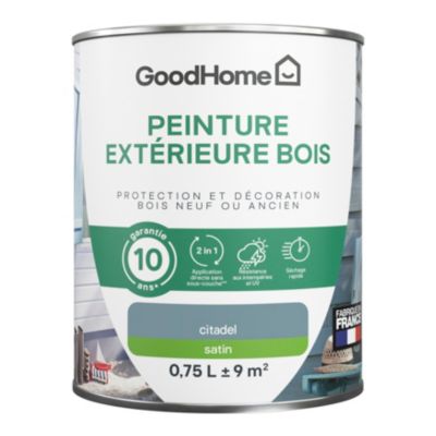 Peinture bois extérieur GoodHome Martig bleu satin 0.75L