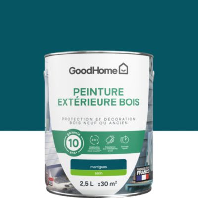 Peinture bois extérieur GoodHome Martig bleu satin 2.5L