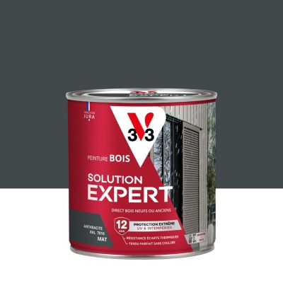 Peinture bois extérieur gris anthracite RAL 7016 mat V33 Solution Expert 0.5 L