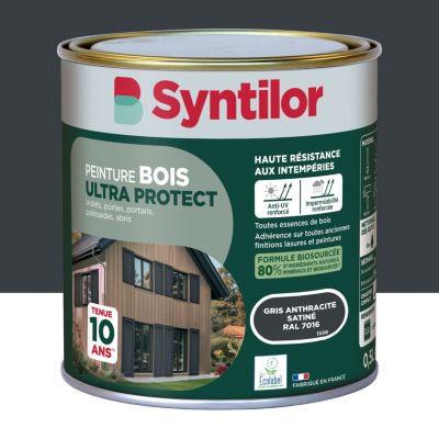 Peinture bois extérieur gris anthracite RAL 7016 satin Syntilor Ultra Protect 0.5 L