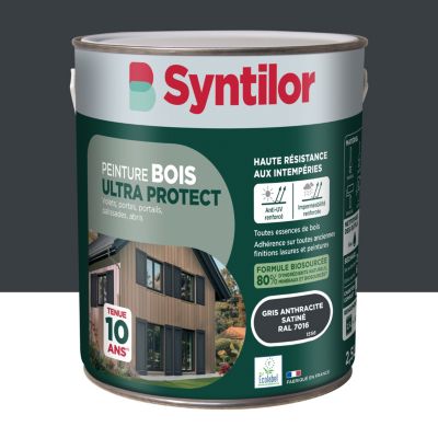 Peinture bois extérieur gris anthracite RAL 7016 satin Syntilor Ultra Protect 2.5 L