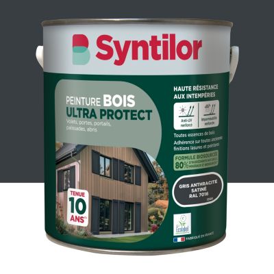 Peinture bois extérieur gris anthracite RAL 7016 satin Syntilor Ultra Protect 5 L