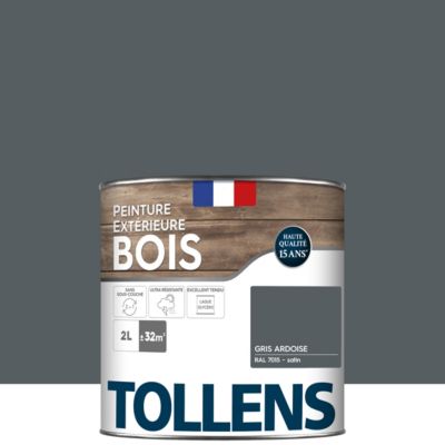 Peinture bois extérieur gris ardoise RAL 7015 satin Tollens 2 L