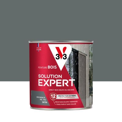 Peinture bois extérieur gris basalte satin V33 Solution Expert 0.5 L