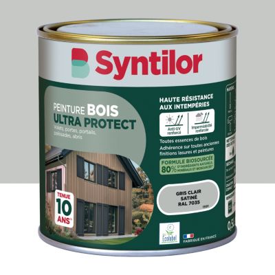Peinture bois extérieur gris clair RAL 7035 satin Syntilor Ultra Protect 0.5 L