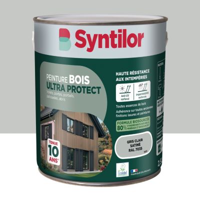 Peinture bois extérieur gris clair RAL 7035 satin Syntilor Ultra Protect 2.5 L