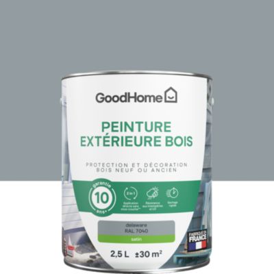 Peinture bois extérieur gris delaware RAL 7040 satin GoodHome 2.5 L