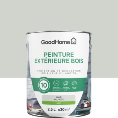 Peinture bois extérieur gris Inuvik RAL 9002 satin GoodHome 2.5 L