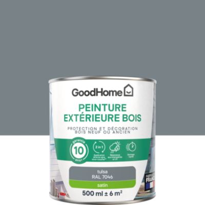 Peinture bois extérieur gris tulsa RAL 7046 satin GoodHome 0.5 L