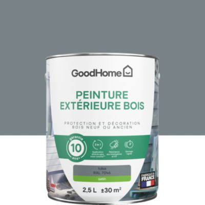 Peinture bois extérieur gris tulsa RAL 7046 satin GoodHome 2.5 L