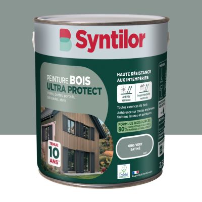 Peinture bois extérieur gris vert satin Syntilor Ultra Protect 2.5 L