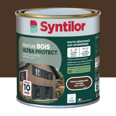 Peinture bois extérieur marron brun normand RAL 8014 satin Syntilor Ultra Protect 0.5 L