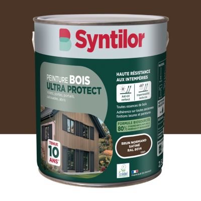 Peinture bois extérieur marron brun normand RAL 8014 satin Syntilor Ultra Protect 2.5 L