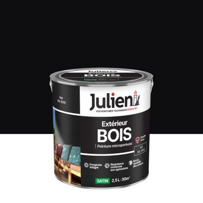 Peinture bois extérieur noir satin Julien 2.5 L