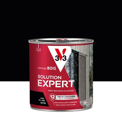 Peinture bois extérieur noir satin V33 Solution Expert 0.5L