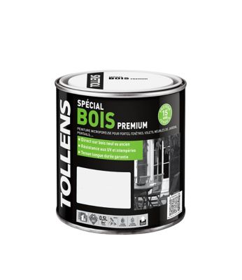 Peinture bois extérieur premium blanc satin Tollens 0,5L