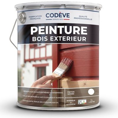 Peinture Bois Exterieur Rouge Basque - 5 L   - Codeve Bois - RAL 3004