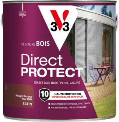 Peinture bois extérieur rouge basque RAL 3004 satin V33 Direct protect 2 L