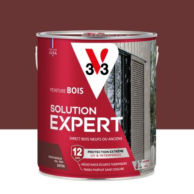 Peinture bois extérieur rouge basque RAL 3004 satin V33 Solution Expert 2.5 L