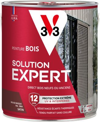 Peinture bois extérieur rouge basque RAL 3004 satin V33 Solution Expert 2.5 L