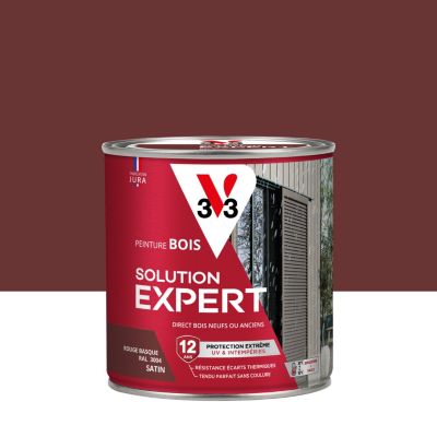 Peinture bois extérieur rouge basque satin V33 Solution Expert 0.5 L