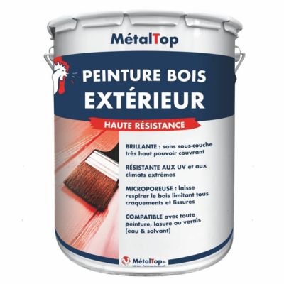 Peinture Bois Exterieur - Rouge feu - RAL 3000 - 5 L - Métaltop