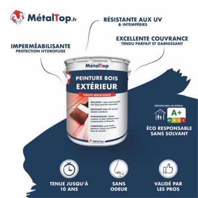 Peinture Bois Exterieur - Rouge feu - RAL 3000 - 5 L - Métaltop