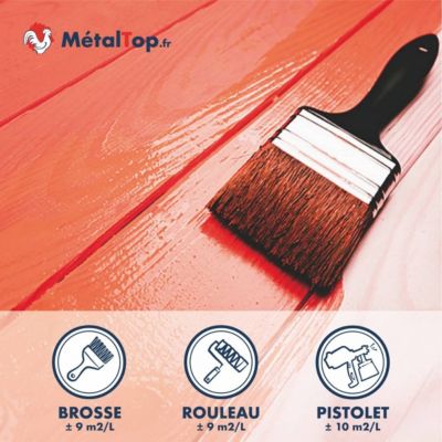 Peinture Bois Exterieur - Rouge feu - RAL 3000 - 5 L - Métaltop