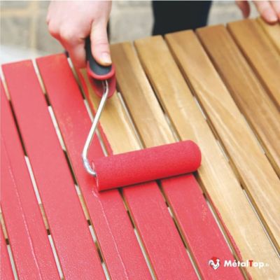 Peinture Bois Exterieur - Rouge feu - RAL 3000 - 5 L - Métaltop