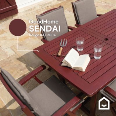 Peinture bois extérieur rouge sendai RAL 3004 satin GoodHome 0.5 L