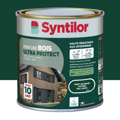 Peinture bois extérieur vert basque RAL 6005 satin Syntilor Ultra Protect 0.5 L