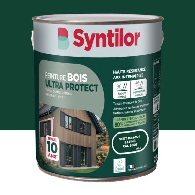 Peinture bois extérieur vert basque RAL 6005 satin Syntilor Ultra Protect 2.5 L