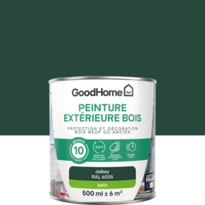 Peinture bois extérieur vert dalkey RAL 6005 satin GoodHome 0.5 L