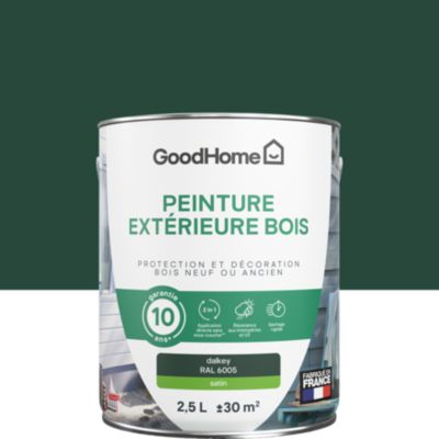 Peinture bois extérieur vert dalkey RAL 6005 satin GoodHome 2.5 L