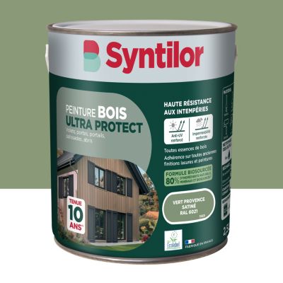 Peinture bois extérieur vert provence RAL 6021 satin Syntilor Ultra Protect 2.5 L