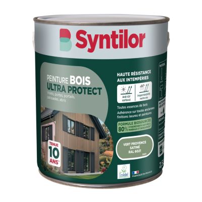 Peinture bois extérieur vert provence RAL 6021 satin Syntilor Ultra Protect 2.5 L