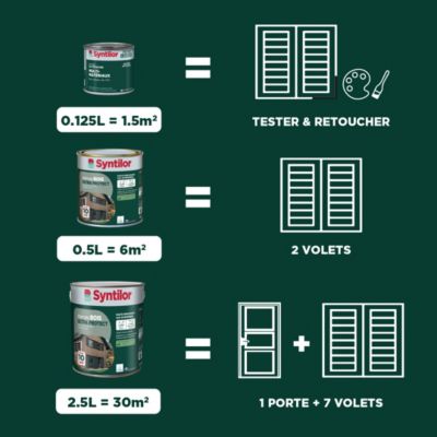 Peinture bois extérieur vert provence RAL 6021 satin Syntilor Ultra Protect 2.5 L