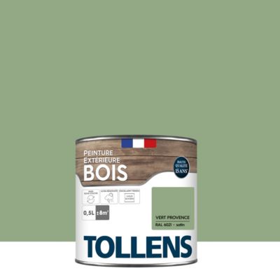Peinture bois extérieur vert provence RAL 6021 satin Tollens 0.5 L