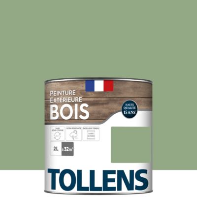 Peinture bois extérieur vert provence RAL 6021 satin Tollens 2 L