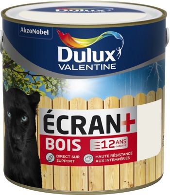 Peinture bois extérieure haute résistance Ecran+ Bois Dulux Valentine satin blanc 2L