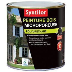 Peinture bois microporeuse intérieur extérieur blanc brillant Syntilor 0,5L