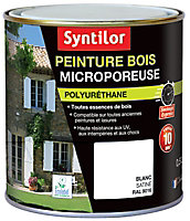 Peinture bois microporeuse intérieur extérieur blanc Syntilor 0,5L