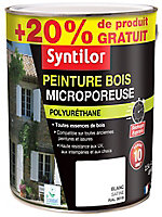 Peinture bois microporeuse intérieur extérieur blanc Syntilor 2,5L + 20% gratuit