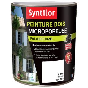 Peinture bois microporeuse intérieur extérieur blanc Syntilor 2,5L